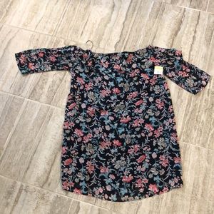 NWOT Collective Concepts Floral Ruffle Overlay Versatile Shoulder Dress